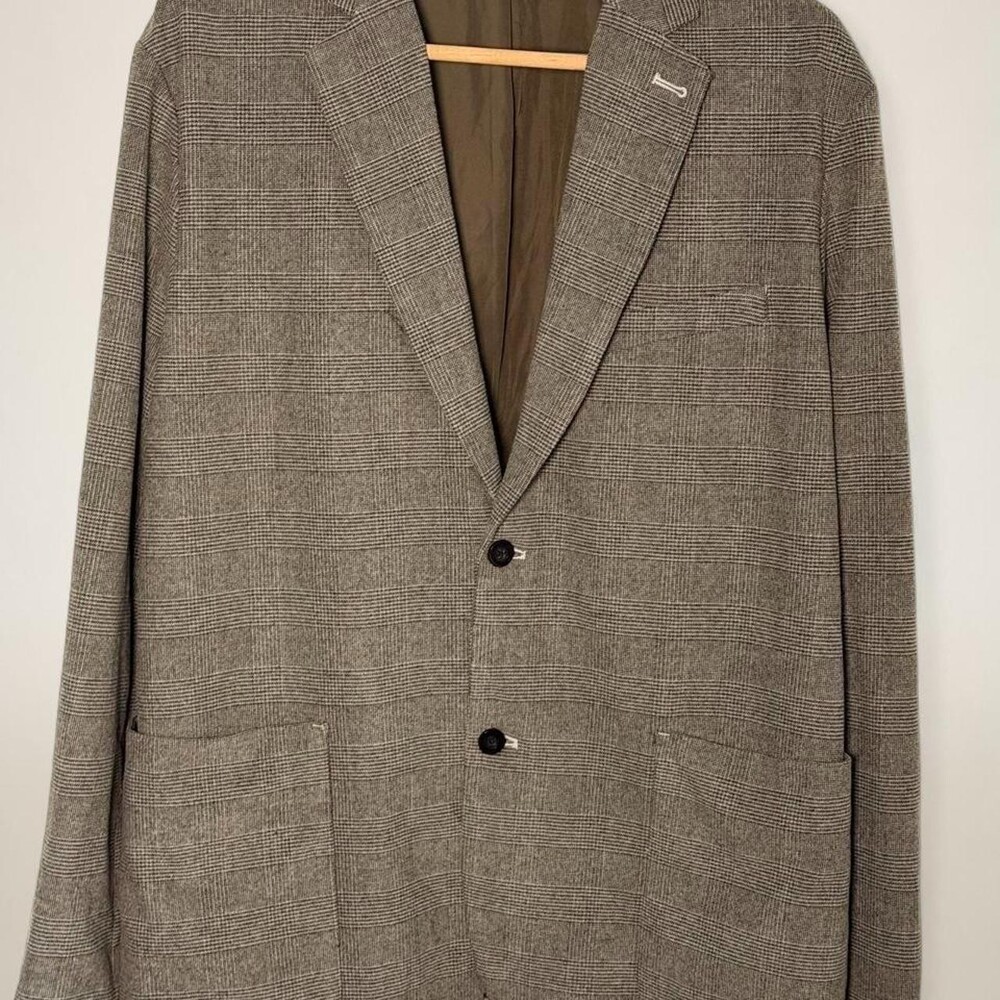 Houston White Men's XL Brown & Gray Houndstooth Tweed Blazer